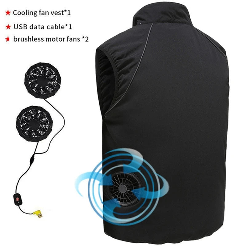 Men Summer Air Conditioning Clothing Fan Cooling Vest 2022 New USB Charging Cooling Sport Man Outdoor Solid Color Coat Plus Size  Amaijoin