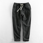 Carregue a imagem no visualizador da Galeria, Summer Fall Fashion Elastic Waist Solid Color Men&#39;s Versatile Cotton Linen Pants Simple Loose Basic Casual Ankle Length Trousers  Amaijoin
