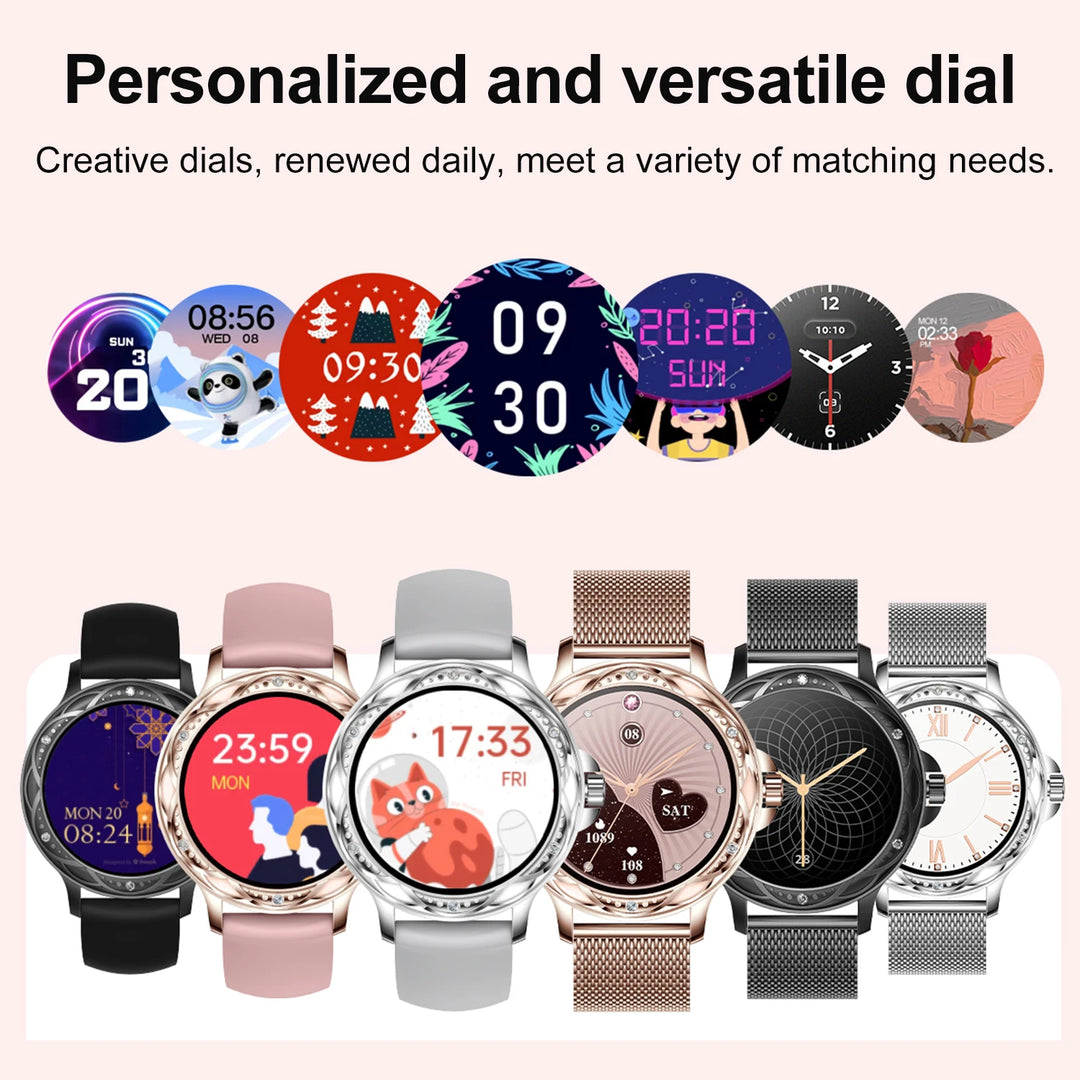 Fashion Bluetooth Call Smart Watch For Women 100+ Sports Modes Fitness Tracker Camera Music Control IP67 Waterproof Smartwatch  Amaijoin