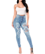 Load image into Gallery viewer, New Designer Denim Women 2022 High Waist Ripped Jeans for Women Skinny Black White Jeans Woman Elastic Slim Jean Female Femme  Amaijoin
