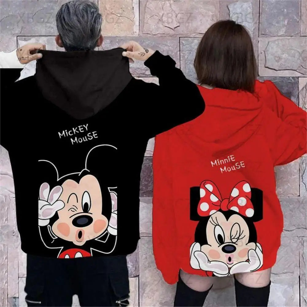 Couple Outfit Disney Hoodies Minnie Mouse Women's Casual Sweatshirt Couple Hoodie Men's Women Clothing Mickey Y2k Print Top  Amaijoin