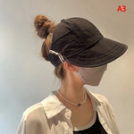 Carregue a imagem no visualizador da Galeria, Foldable Wide Brim Ponytail Sun Hat Drawstring Adjustable Cap  Summer Quick-dry Visor Fisherman CapFor Women Beach Hat  Amaijoin
