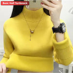 Carregue a imagem no visualizador da Galeria, Turtleneck Winter Sweater Women Elegant Thicken Velvet Lined Warm Sueter Knitted Pullover Slim Tops Jersey Knitwear Jumper New  Amaijoin
