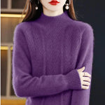 Carregue a imagem no visualizador da Galeria, Cashmere sweater women pullover autumn and winter casual half high neck solid long sleeve knitted sweater pullover female top  Amaijoin
