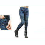 Carregue a imagem no visualizador da Galeria, Motorcycle Pants Pantalon Moto Green Moto Jeans Woman Boyfriends Motorcycle Leisure Women&#39;s Jeans Blue Riding High Waist Jeans  Amaijoin
