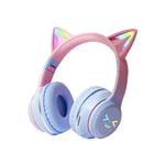 Carregue a imagem no visualizador da Galeria, Gradient wireless Headphones RGB cute cat ear Bluetooth Earphones with microphone Stereo Music Game Earphone Girls Kids Gifts  Amaijoin
