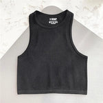 Load image into Gallery viewer, Rib Green Tank Top Femme Casual Sport Tops O Neck Solid Basic T-shirts Seamless Vest Streetwear Sleeveless Casual Sexy Crop Top  Amaijoin
