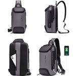 Carregue a imagem no visualizador da Galeria, Men Anti-theft Lock Multifunction Shoulder Bags USB Charging Sling Crossbody Travel Messenger Chest Bag Pack For Male  Amaijoin
