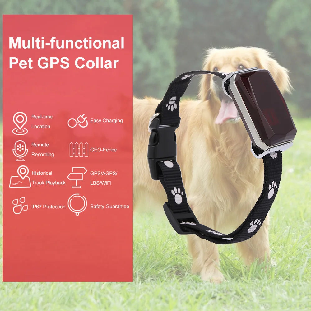 Anti-lost Pet Collar GSM GPRS GPS Tracker for Pets Dogs Cats Cattle Sheep Tracking Locator GPS Positioner Device Rechargeable  Amaijoin