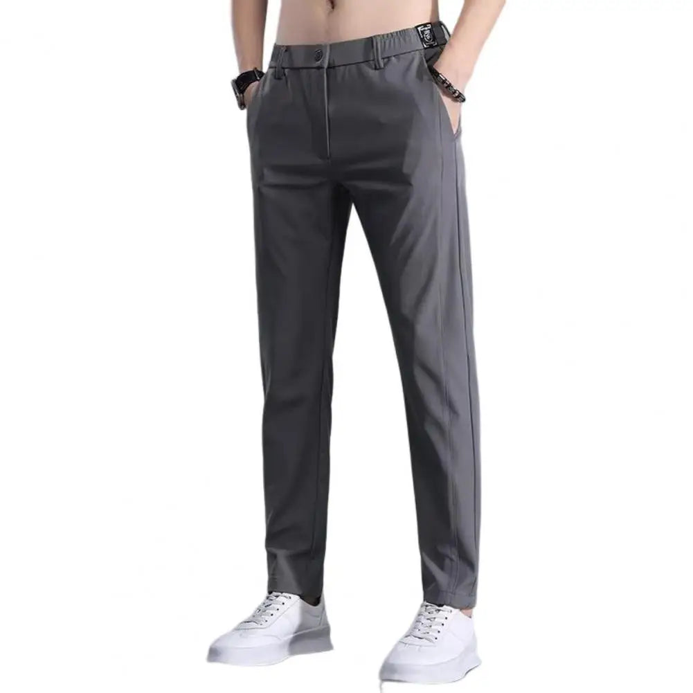 Chic Trousers Slim Fit Men Trousers Pockets Anti-wrinkle Men Summer Pants  Daily Wear  Amaijoin