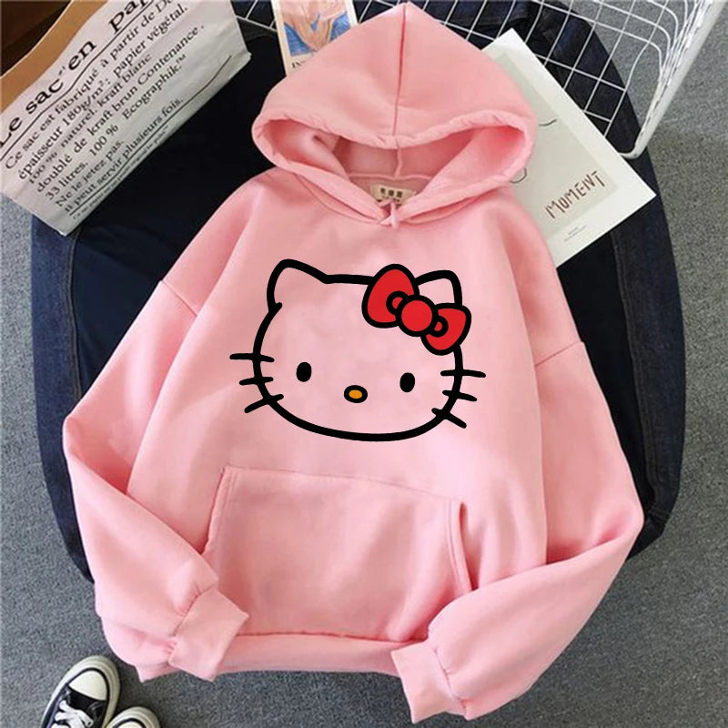 Women 90s Y2k 2000s Hoodies Hello Kitty Hip Hop Hoodie Sanrio Sweatshirt Clothes Tops Sweatshirt Clothing Streetwear  Amaijoin