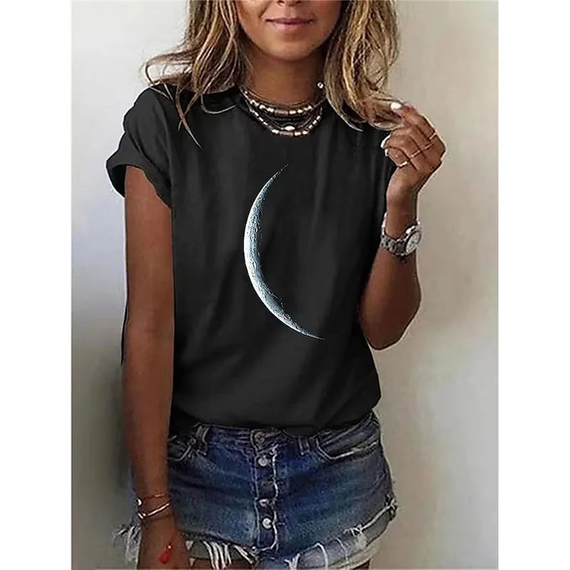 2023 Summer New Retro Women's T-shirt Red Heart Fashion 3D Printing Short-sleeved Casual Street Sports O Collar Ladies Shirt  Amaijoin