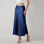 Load image into Gallery viewer, Beach Women&#39;s Skirts Solid Color Purple Satin Skirt Women High Waist Summer Long Skirt New 2024 Elegant Ladies Office Skirts  Amaijoin
