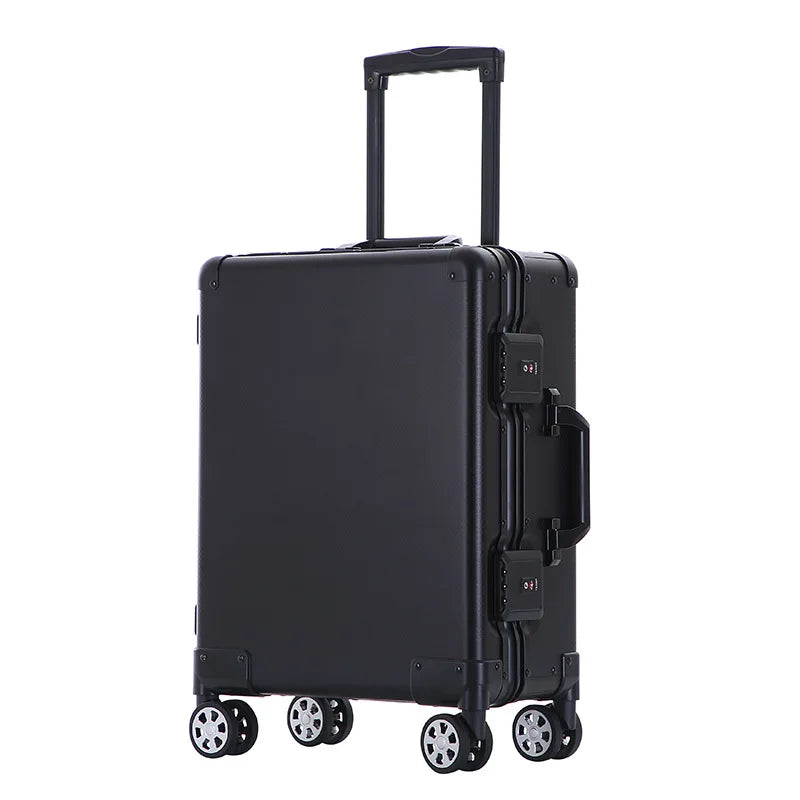 Smooth 100% Aluminum Suitcase Spinner Carry-on Cabin Trolley Case 100 Aluminium Luggage  Amaijoin