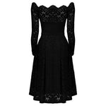 Carregue a imagem no visualizador da Galeria, Women&#39;s Dresses Summer Dresses Hollow Out Long-Sleeve Waist A-Line Big Swing Lace with Lining Dress Flowy Dresses  Amaijoin
