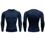 Carregue a imagem no visualizador da Galeria, Men Compression Running T-shirt Fitness Tight Long Sleeve Sport Shirts Training Jogging Tops Gym Sportswear Dry Fit Rashgard  Amaijoin
