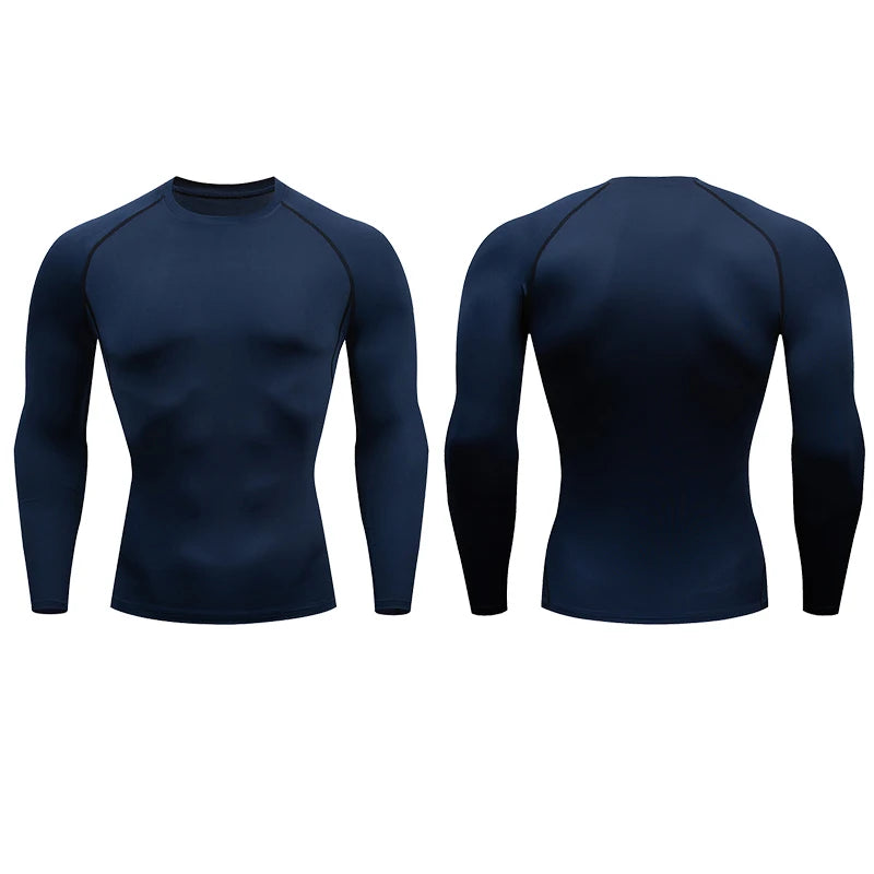 Men Compression Running T-shirt Fitness Tight Long Sleeve Sport Shirts Training Jogging Tops Gym Sportswear Dry Fit Rashgard  Amaijoin