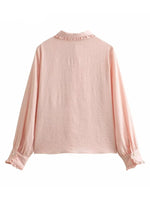 Carregue a imagem no visualizador da Galeria, Tangada 2023 Women Pink Bow Loose Blouses Oversized Female Pearl Buttons Shirts Tops  4M260  Amaijoin
