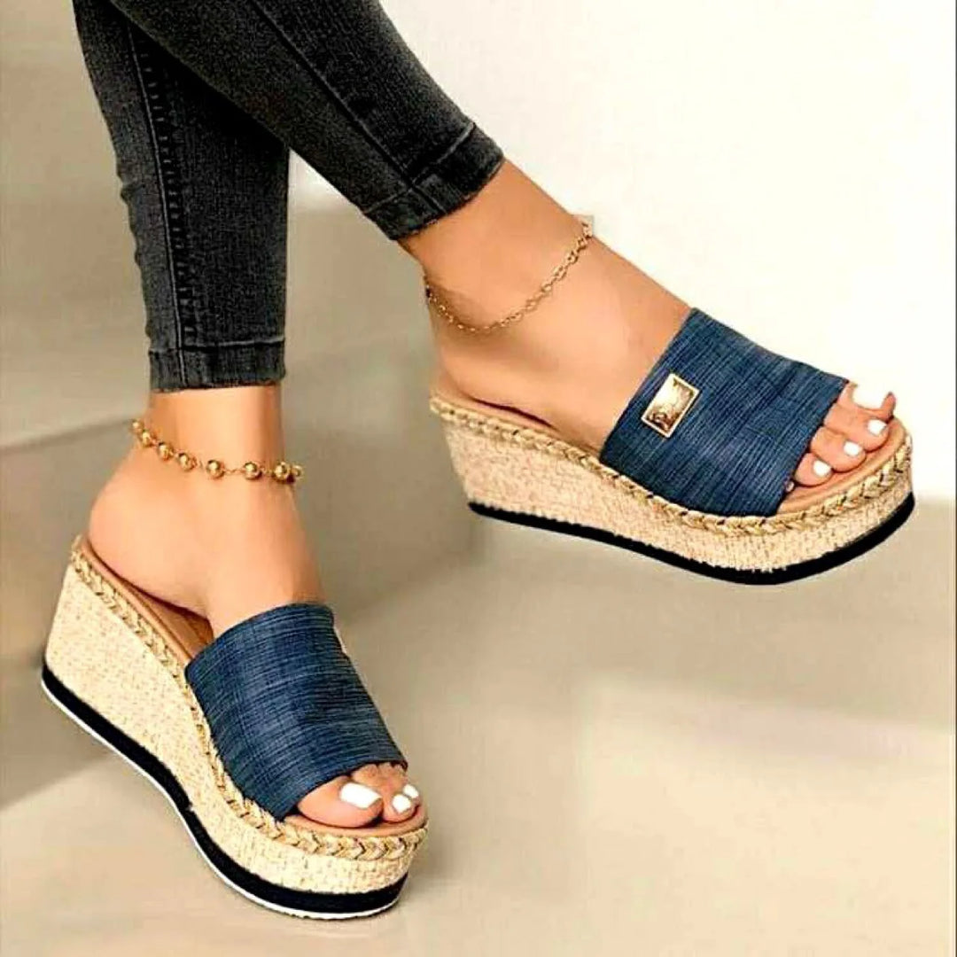 Womens High Heels Sandal Summer Leisure Wedges Sandals 2022 New Outdoor Beach Slippers Women Platform Mules Slipper Plus Size 43  Amaijoin