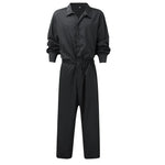 Load image into Gallery viewer, Overalls Jumpsuits Trousers Elastic Waist Fashion Lapel Collar Lapels Long Pants Male Overalls Single Breasted  Amaijoin
