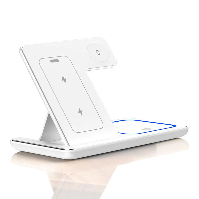 30W LED Fast Wireless Charger Stand 3 in 1 Foldable Charging Station For iPhone 15 14 13 12 11 Apple Watch 9 8 7 6 5 Airpods Pro  Amaijoin