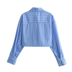 Load image into Gallery viewer, Willshela Women Fashion With Pockets Striped Single Breasted Blouse Vintage Lapel Neck Long Sleeves Female Chic Lady Shirts  Amaijoin
