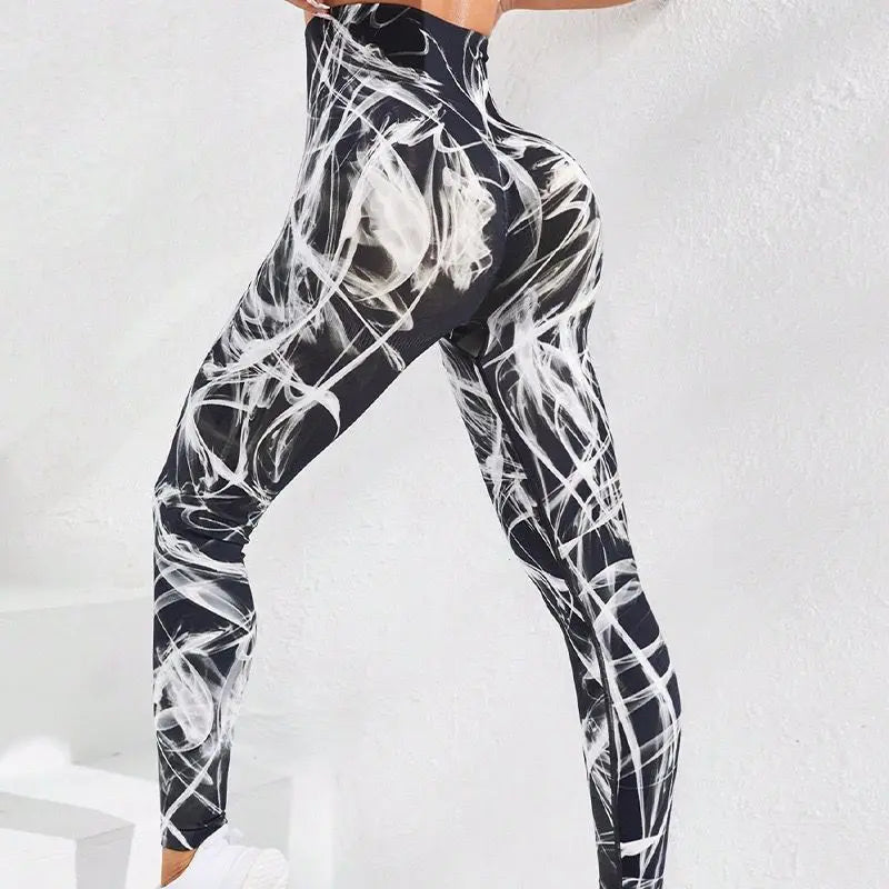 New 3D Print Tie Dye Sports Pants Women Seamless  Leggings High Waist Fitness Push Up Leggings Gym Clothing Workout Tights  Amaijoin