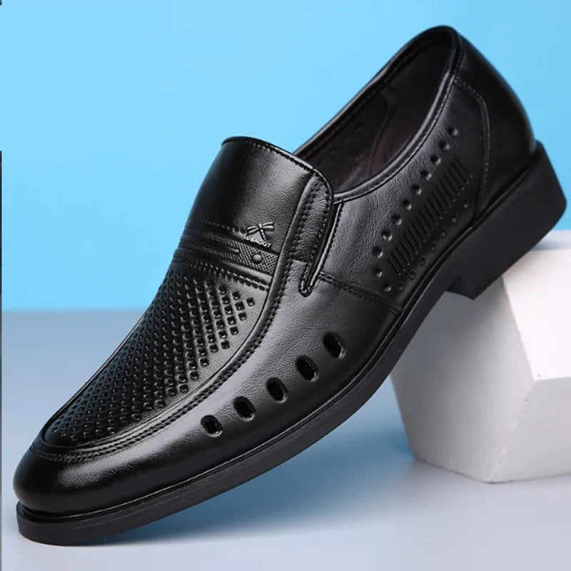 Mens Leather Shoes Luxury Designer Handmade Mens Loafers Moccasins Breathable Lightweight Hollow Out Business Zapatos 2023  Amaijoin