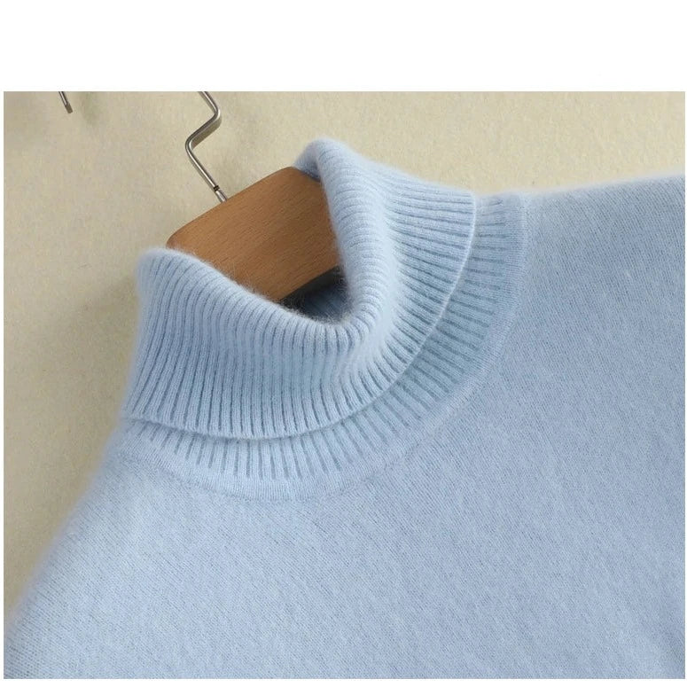 Autumn And Winter New 100% Mink Cashmere Sweater 2023 Women's High Neck Knitted Pullover Loose Korean Fashion Warm Women's Top  Amaijoin