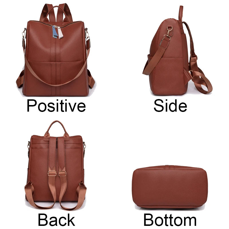 New Luxury Design Leather Women Backpack Casual School Bag for Teenager Girls Travel Back Pack Ladies Bagpack Mochilas Sac A Dos  Amaijoin