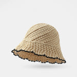 Carregue a imagem no visualizador da Galeria, Straw Hat Female Summer Sunshade Sunscreen Beach Sun Hat Hollow Breathable Woven Face Show Bucket Fisherman Hat  Amaijoin
