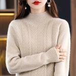 Carregue a imagem no visualizador da Galeria, Cashmere sweater women pullover autumn and winter casual half high neck solid long sleeve knitted sweater pullover female top  Amaijoin
