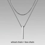 Carregue a imagem no visualizador da Galeria, Vnox 3D Vertical Bar Necklaces for Men, Layering Stainless Steel Geometric Pendant, Layered Wheat Rope Cuban Chain, Boy Collar  Amaijoin
