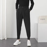 Carregue a imagem no visualizador da Galeria, Fashion Men Casual Pants Elastic Waist Small Feet Slim Korean Style Pleated Tapered Male Blazer Pants Trousers Streetwear  Amaijoin
