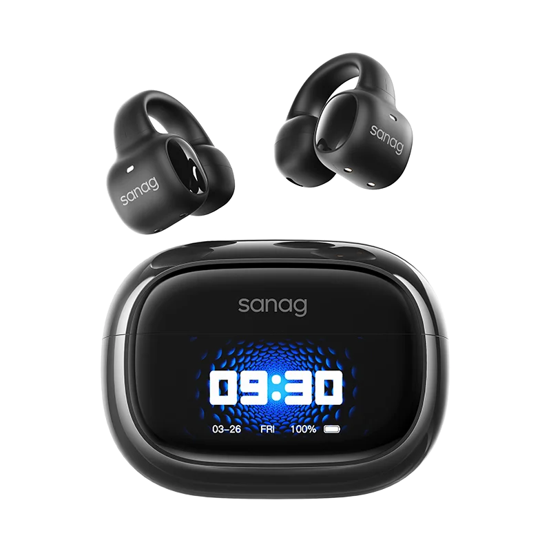 Sanag S3 Pro AI Smart Screen Bluetooth Earphone 360 ° Stereo Sound OWS Headphones Open Ear TWS Earbuds Earclip Wireless Headset  Amaijoin