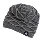 Carregue a imagem no visualizador da Galeria, New Unisex Slouchy Winter Hats Add Fur Lined Men And Women Warm Beanie Cap Casual Five-pointed Star Decor Winter Knitted Hats  Amaijoin
