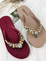 Load image into Gallery viewer, Slippers Women Glitter Flip Flops  Summer 2023 Fashion Outdoor Rhinestone Chain Wedge Beach Slippers Jelly Hawaiian Flat Sandals  Amaijoin
