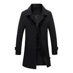 Carregue a imagem no visualizador da Galeria, Trench Men Long Windbreaker Coat Fashion Business Casual Loose Solid Trench Mens England Style Turn Down Collar Jackets Outwear  Amaijoin
