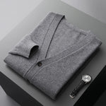 Carregue a imagem no visualizador da Galeria, 100% merino wool men&#39;s cardigan cashmere sweater autumn and winter new knitted coat solid color long sleeve high quality coat  Amaijoin
