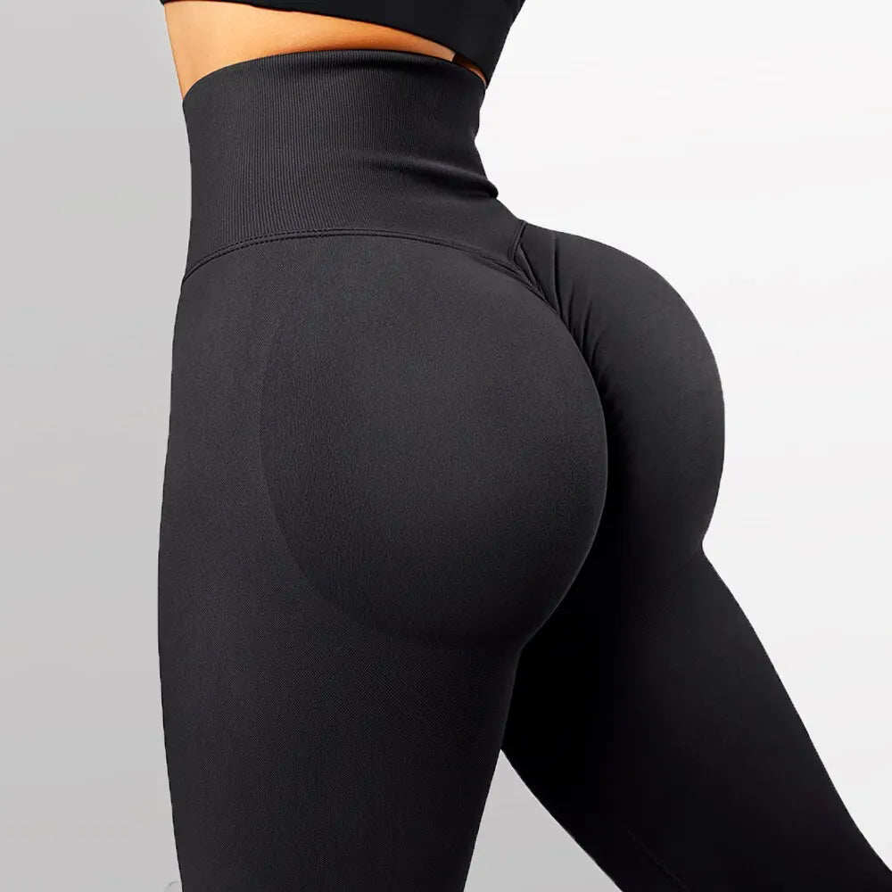 2023 Seamless Knitted Fitness GYM Pants Women's High Waist and Hips Tight Peach Buttocks High Waist Nude Yoga Pants  Amaijoin