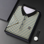 Load image into Gallery viewer, New Men&#39;s Plaid Badge Short Sleeved POLO Shirt Summer Casual Top  Amaijoin
