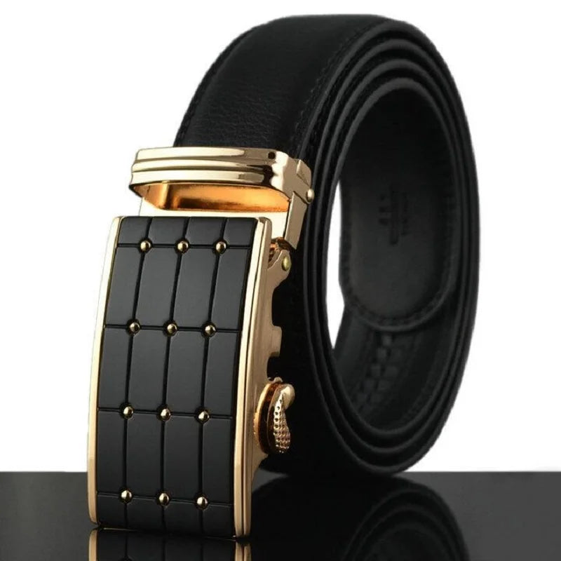 Genuine Leather Automatic Men's Belts Luxury Business Strap Belts for Men Designer Belts Male High Quality Fashion Waistband  Amaijoin