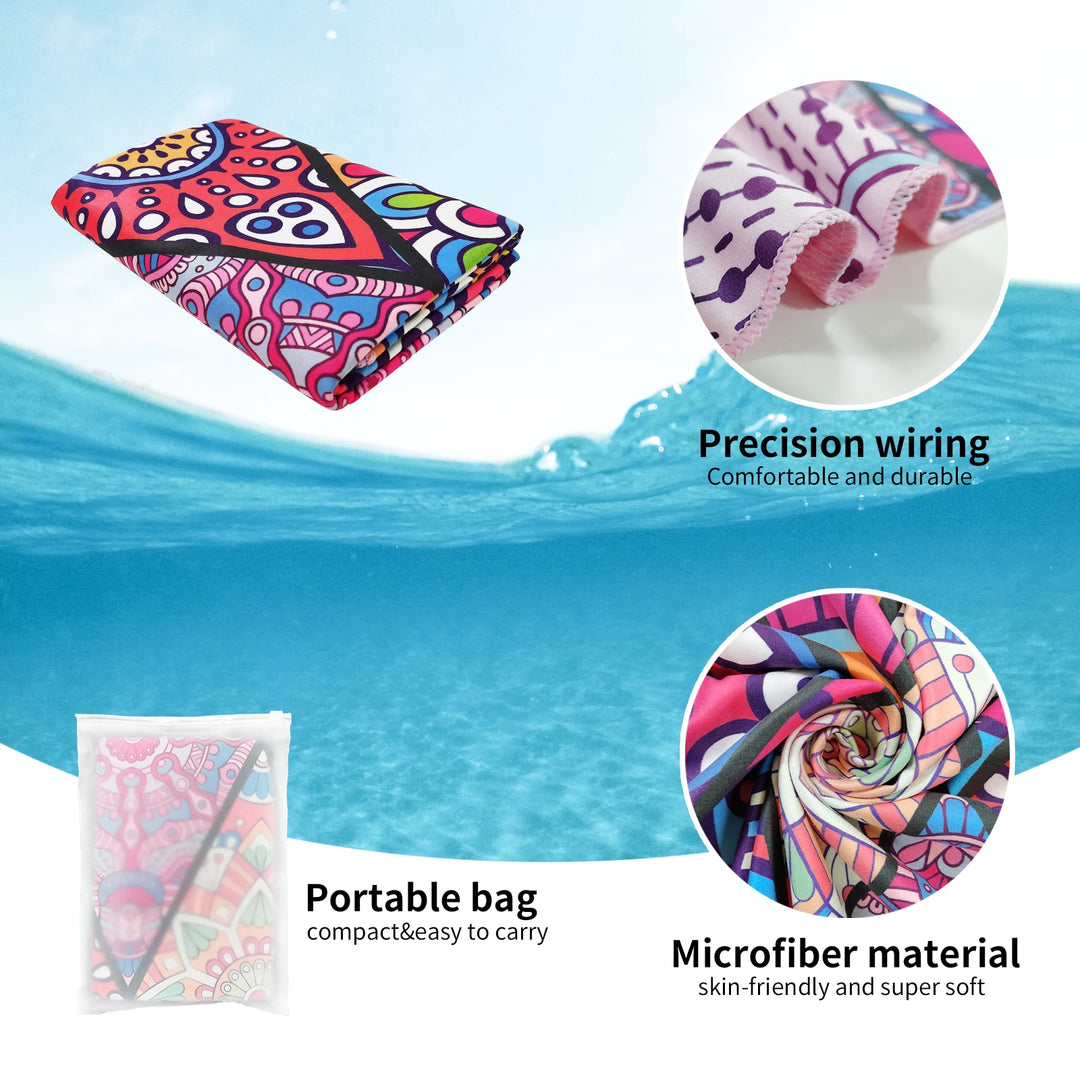 HiTurbo Microfiber Blanket Quick Drying Beach Towels, Oversized 35*71in Printing Towel, Super Absorbent Pool Towel Blanket, Bohe  Amaijoin