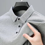 Carregue a imagem no visualizador da Galeria, Men&#39;s Waffle Long Sleeved POLO Shirt with Letter Printed Lapel Casual Top  Amaijoin
