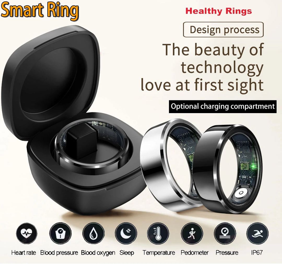 2024 NEW Smart Ring Military Grade Titanium Steel Shell Health Monitoring IP68 & 5ATM Waterproof Multi-sport Modes ring R6  Amaijoin