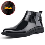 Carregue a imagem no visualizador da Galeria, New Men&#39;s Casual Patent Leather Luxury Chelsea Boots Business Shoes Mens Designer Brand Formal Dress Shoes for Men Ankle Boots  Amaijoin
