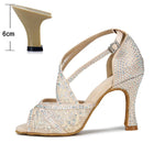 Load image into Gallery viewer, Mesh Breathable Latin Dance Shoes Women&#39;s High Heel Diamond 2024 Summer Sandals Indoor Soft Bottom Jazz Tango Sasa Free Shipping  Amaijoin
