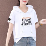 Carregue a imagem no visualizador da Galeria, Short Sleeve Summer Thin White T-shirt Women Casual Fashion Top Loose Style Polyester Fabric Cartoon Design  Amaijoin
