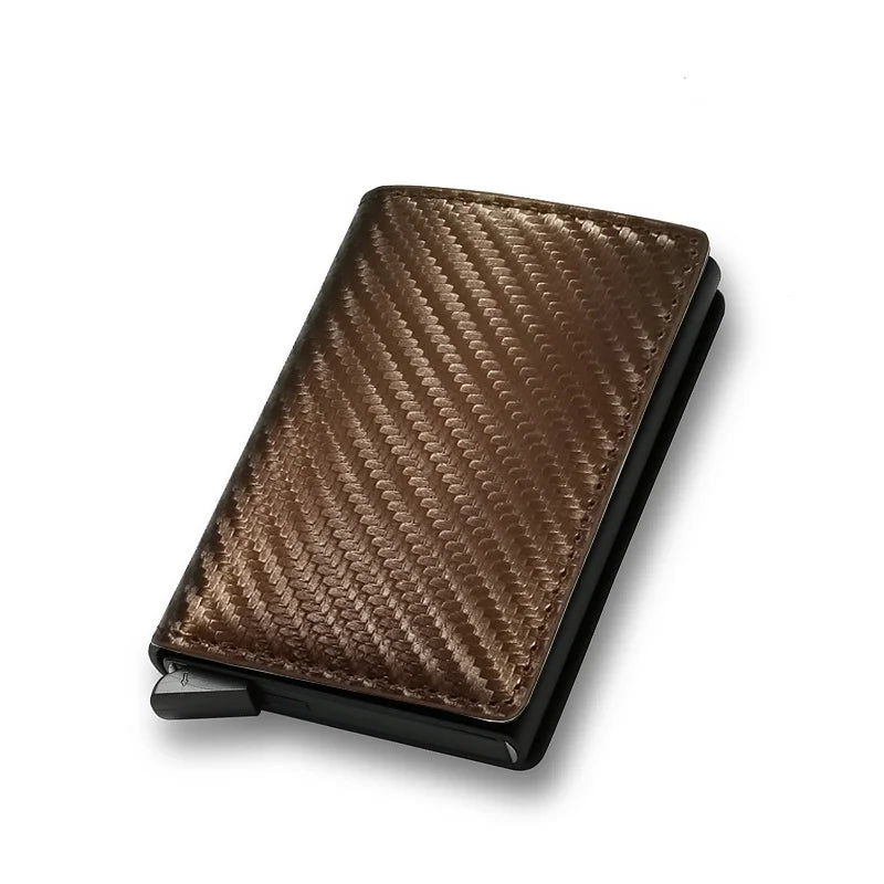 Custom Card Holder Rfid Black Carbon Fiber Leather Simple Wallet Men's Gift Personalized  Amaijoin