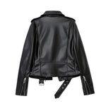 Carregue a imagem no visualizador da Galeria, ZVRI Spring and Autumn 2023 New faux leather PU jacket with belt women&#39;s lapel motorcycle jacket black zip biker jacket  Amaijoin
